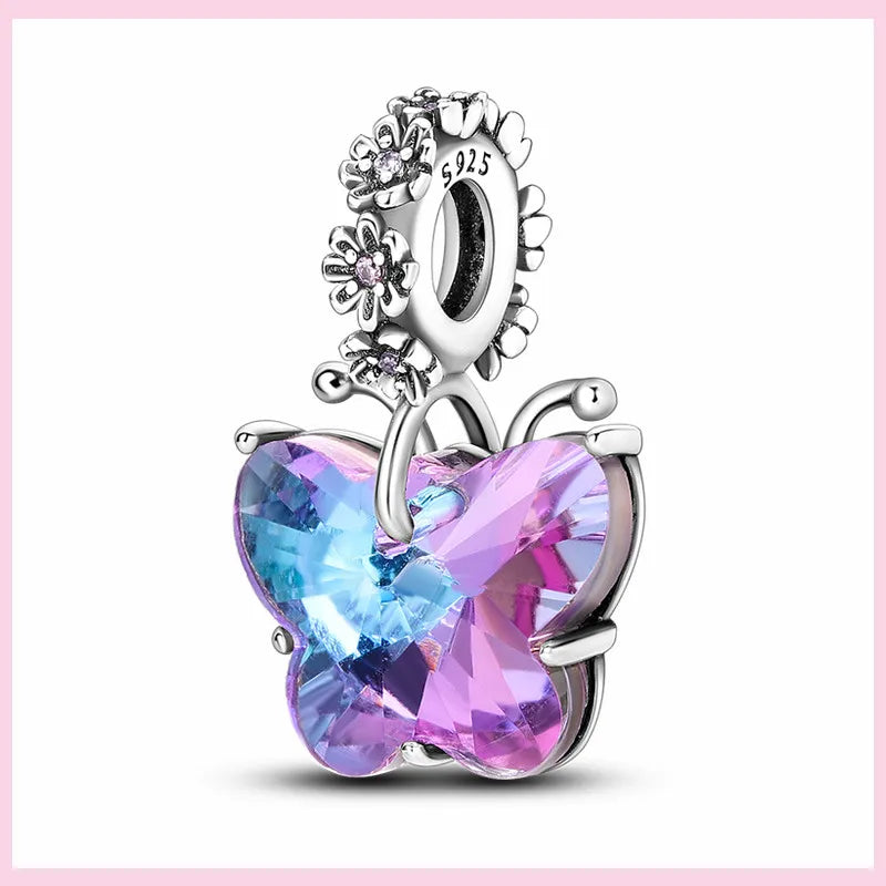 Charms Anhänger 925er Sterling Silber Armband Muranoglasperlen Damen Glas Beads