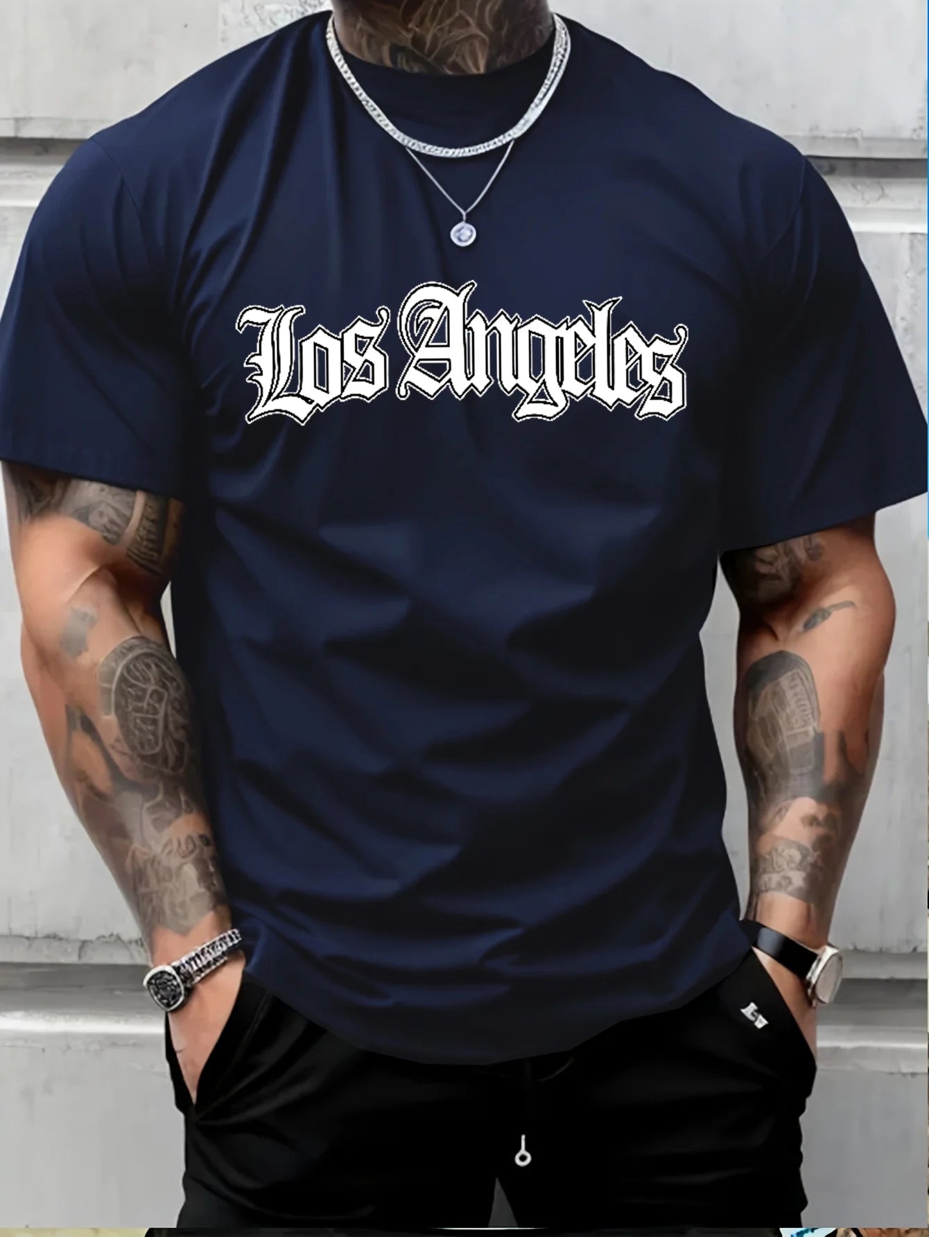 Herren T-Shirt Los Angeles Shirt Rundhals Streetwear Tank Top Hemd Polohemd