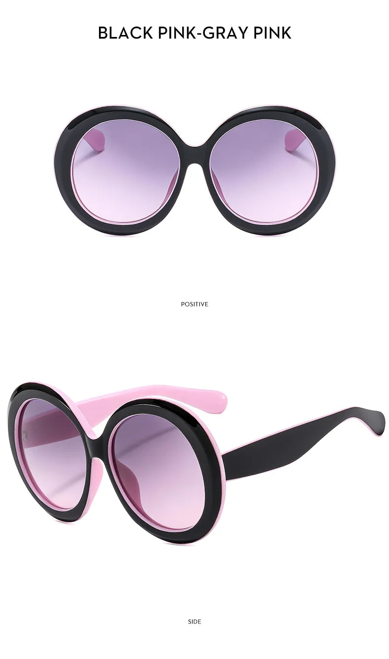 Damen Sonnenbrille Designer Luxus Brille Runde Übergröße Gläser Vintage UV400
