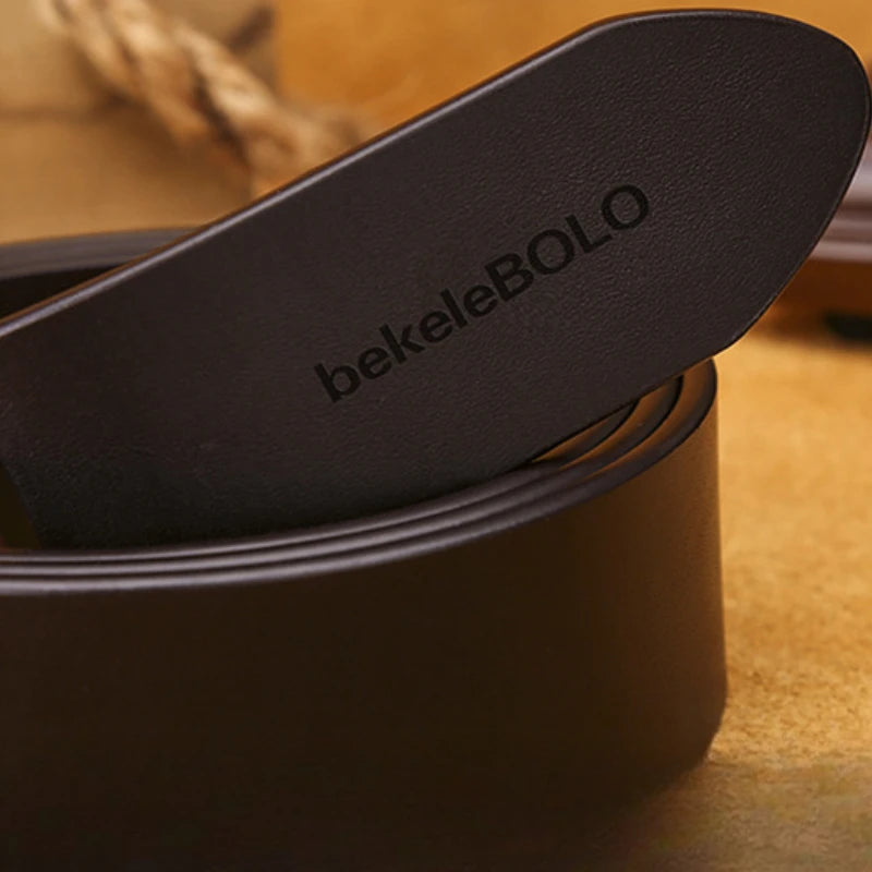 Jeans-Gürtel Herren Eckig Schnalle Echt Leder Gürtel Braun Breite Schnalle