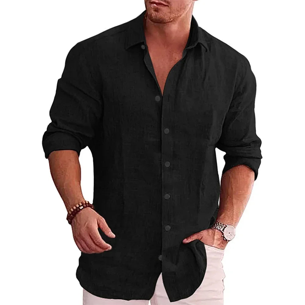 Herren Hemd Poloshirt Leinenhemd Kurzarm T-Shirt Leinen Polohemd Freizeithemd
