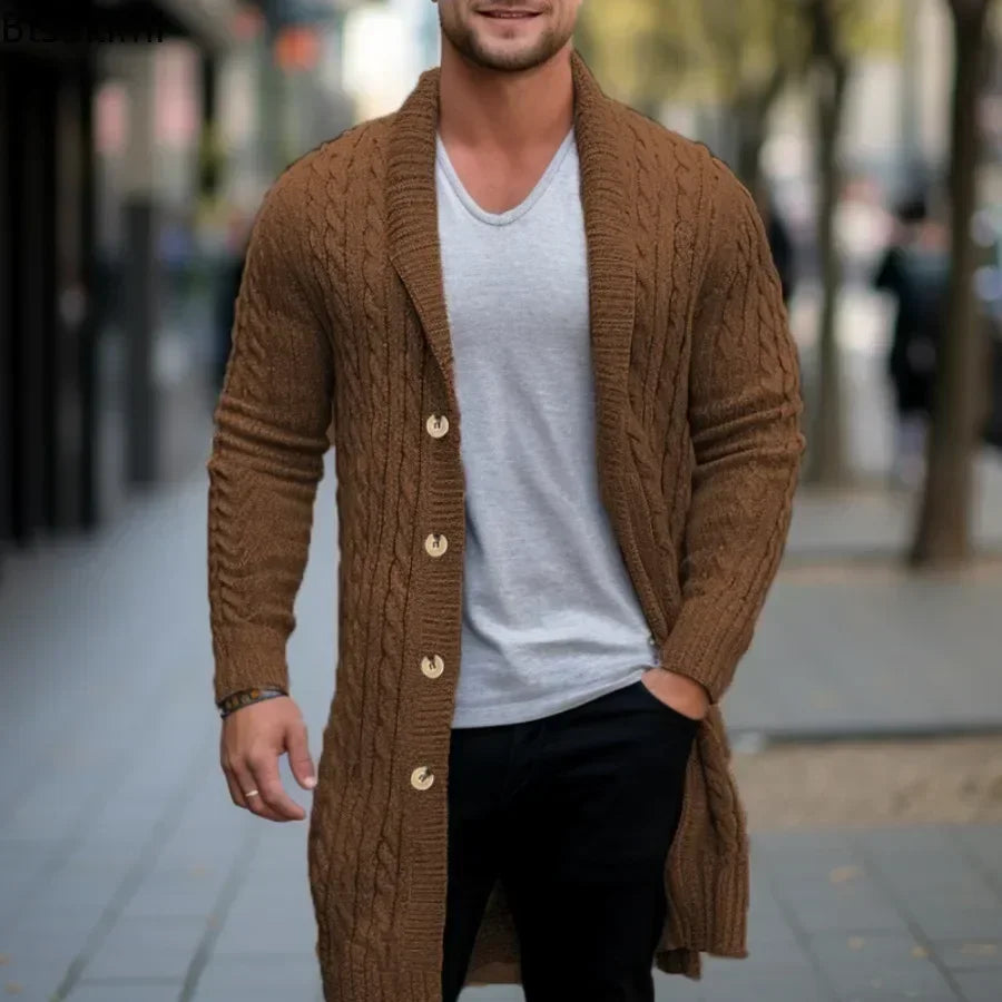Herren Herbst Jacke Übergangsjacke Sweatjacke Sweater Strickjacke mit Zopfmuster