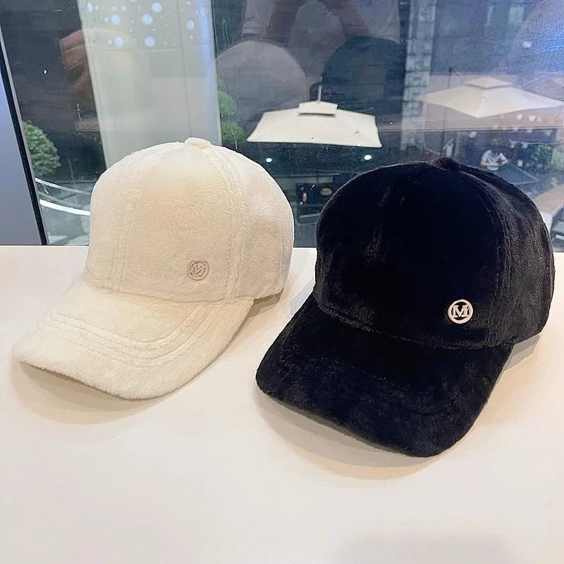 Basecap Baseball Caps Plüsch Look Mütze Kappe Frauen Cappy Schirmmützen