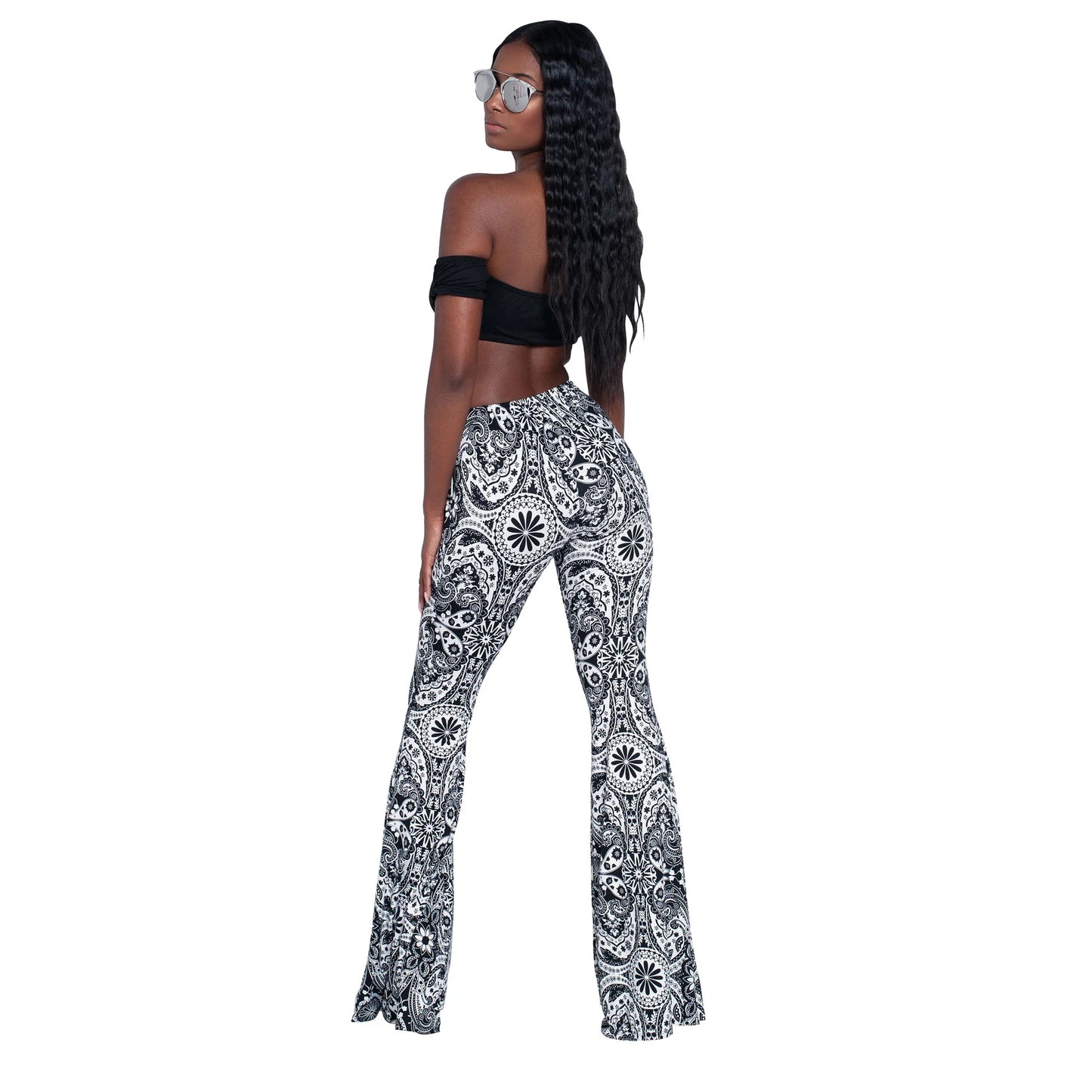 Pantaloni Yoga donna a gamba larga Leggins Svasati Sportivi Fitness Tuta Retro