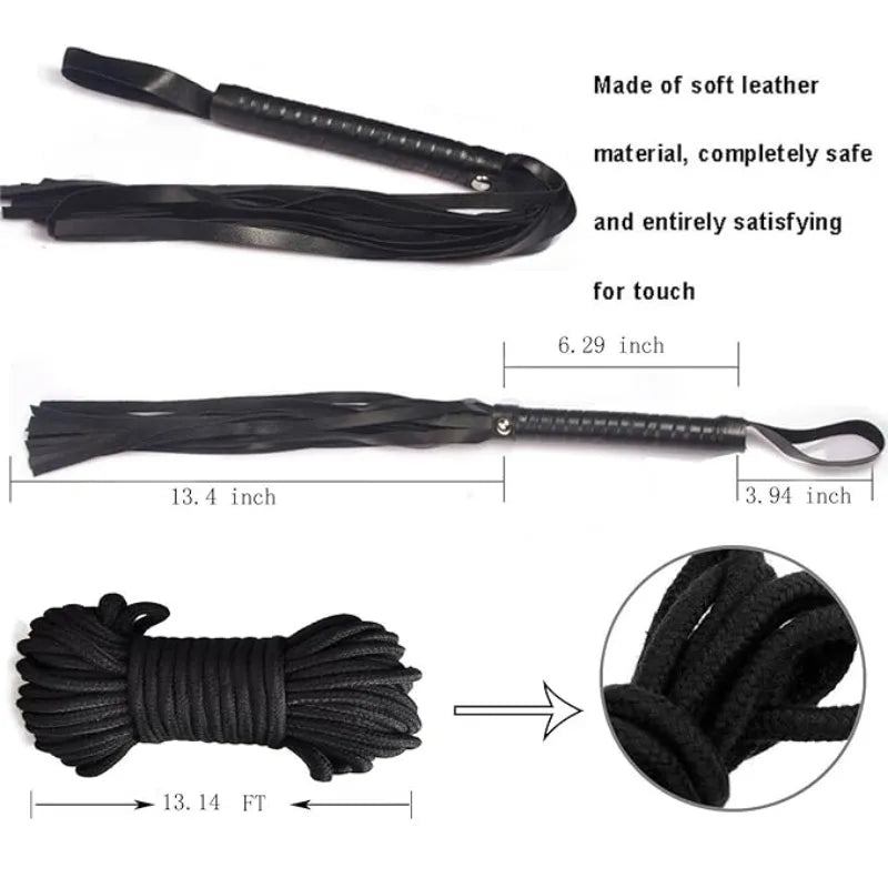 10Stk BDSM Bondage Set Fesselset SM Peitsche Halsband Handschellen Sexspielzeug