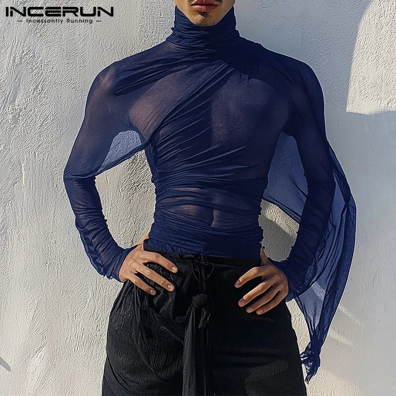 Fetisch Fashion Männer Oberteil Sexy Shirt Herren Body Hemd Transparent Clubwear