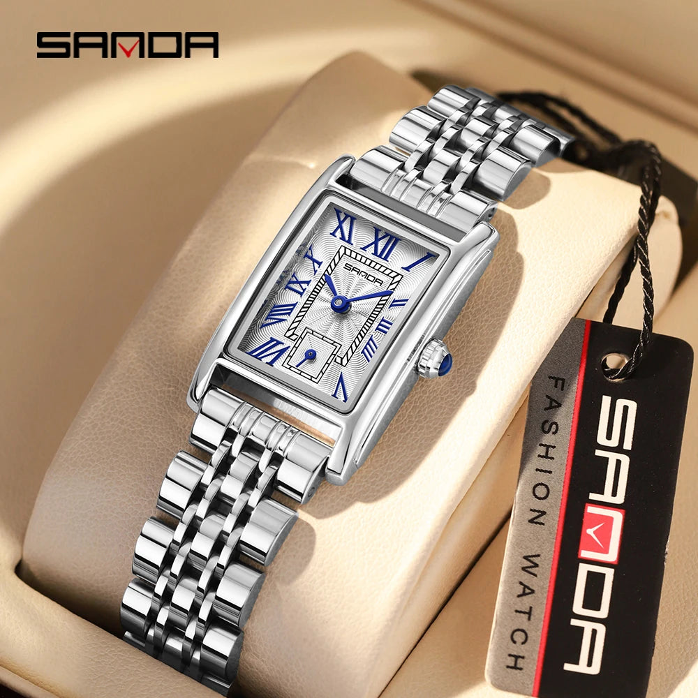 Damen Armbanduhr Armband Uhren Luxus Quarz Uhr Silber Gold Business Quarzuhr