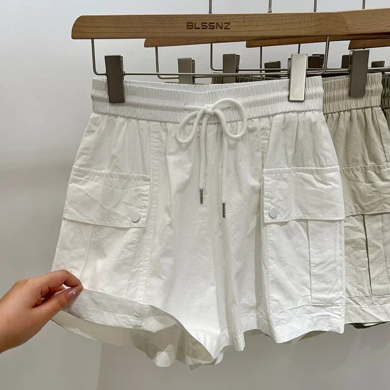 Damen Shorts mit Tasche Hotpants Kurzehose Hose Rock Bermuda Caprihose Hosenrock