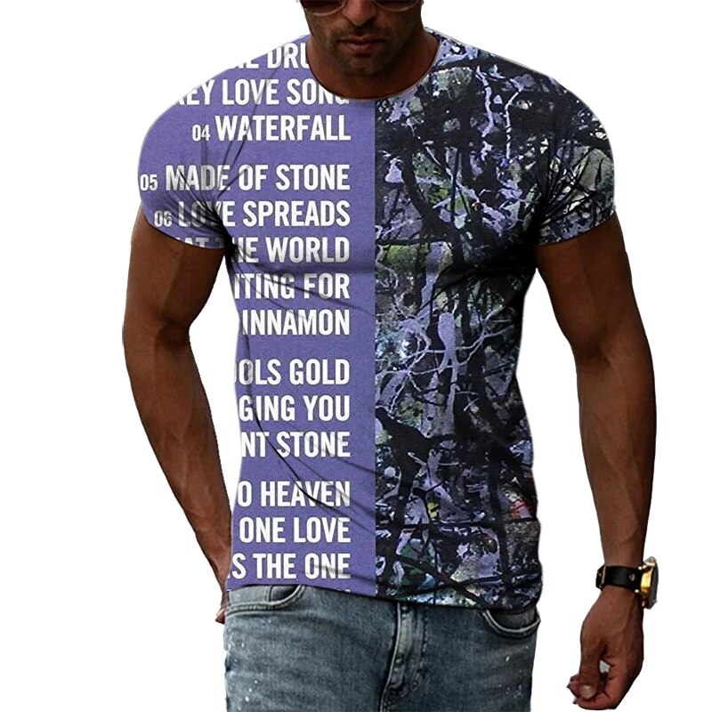 Herren Fashion Vintage 3D T-Shirt Rundhals Unisex Sommer Streetwear