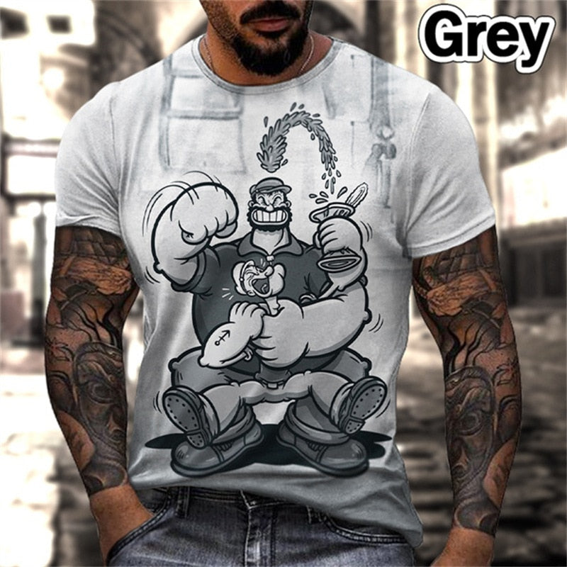 Herren Fashion Vintage 3D T-Shirt Rundhals Unisex Sommer Streetwear