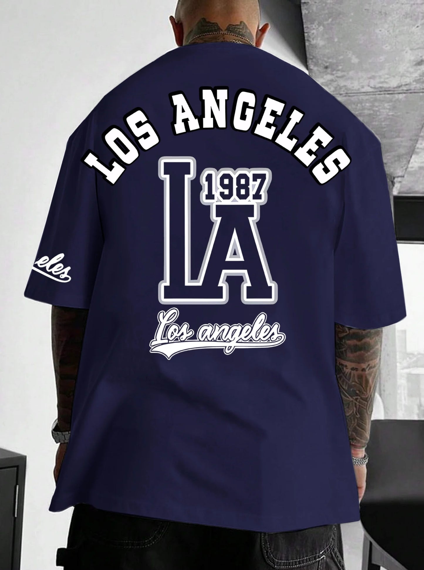 Herren T-Shirt Los Angeles Shirt Rundhals Streetwear Tank Top Hemd Polohemd