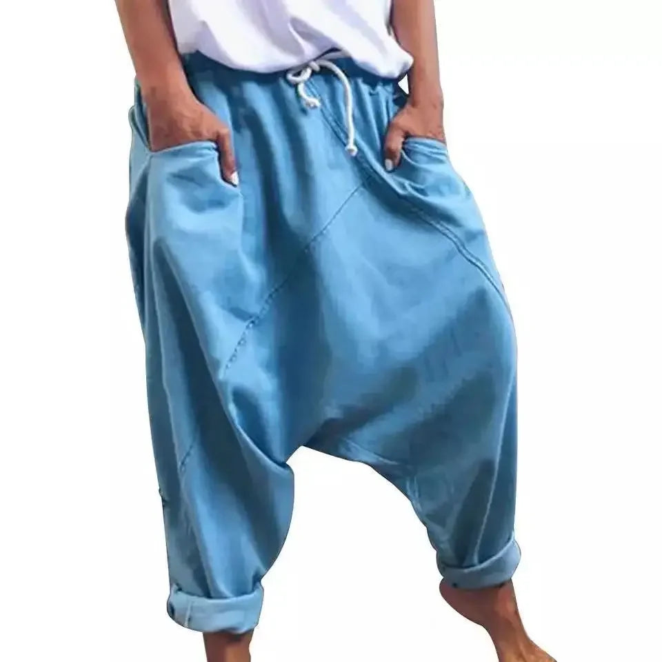 Haremshose Damen Übergröße Schritthose Hip-Hop Streetwear Schnürung Freizeit