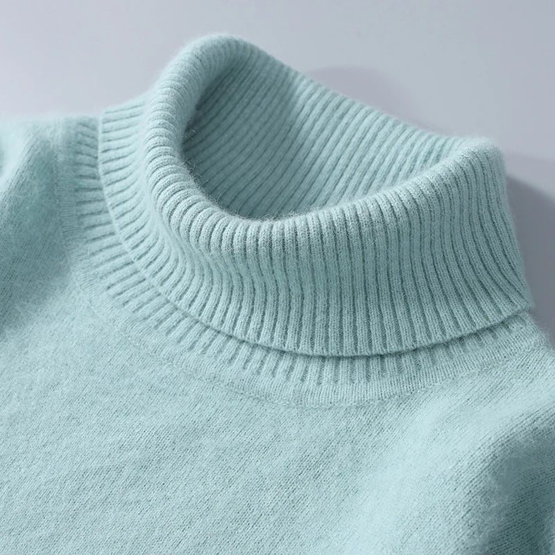 Herbst und Winter Männer Lose Rollkragen 100% Nerz Kaschmir Pullover männer Casual Thermische Pullover Einfarbig Stricken Plus-Größe top