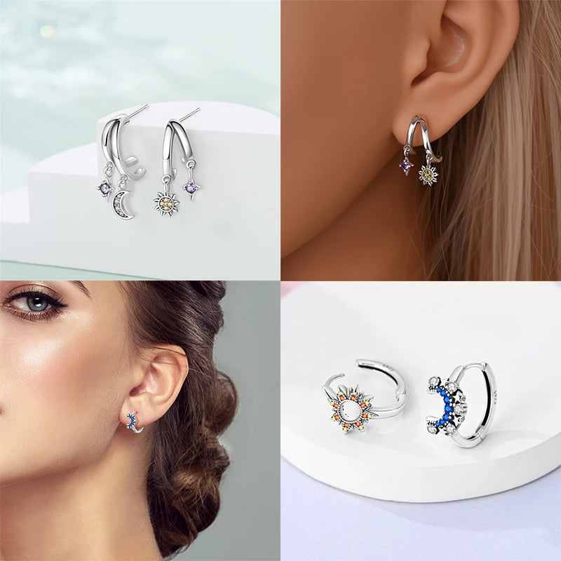 Creole Argento 925 Sterling Zirconi | Orecchini Eleganti Ipoallergenici Regalo