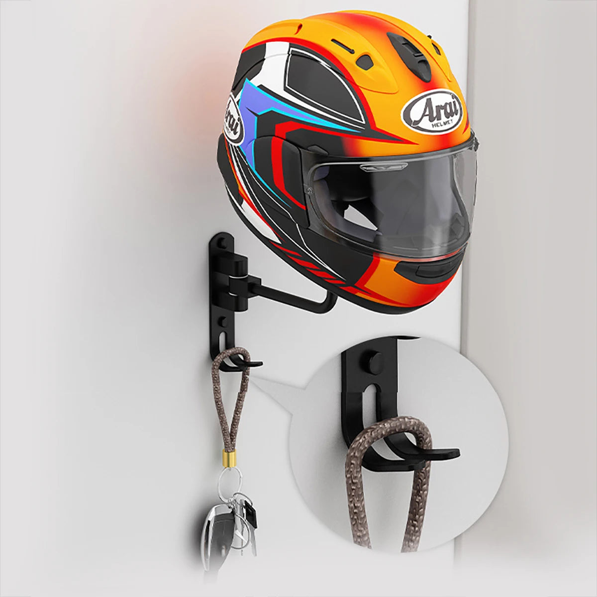 Supporto Staffa Porta Casco Moto Tondo Gancio Da Parete Appendiabiti Guardaroba
