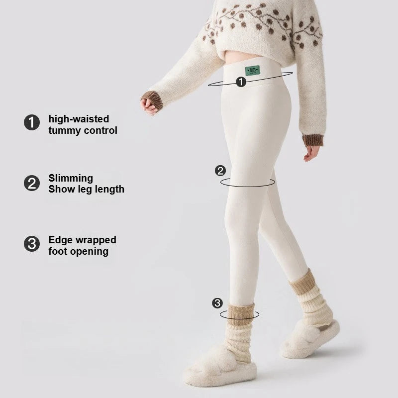 Frauen Hose Winter Leggins Warm Thermohose Innenfleece Blickdichte Strumpfhose