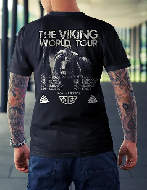 Herren Gym Fitness Vikings Tattoo 3D T-Shirt Rundhals Unisex Streetwear