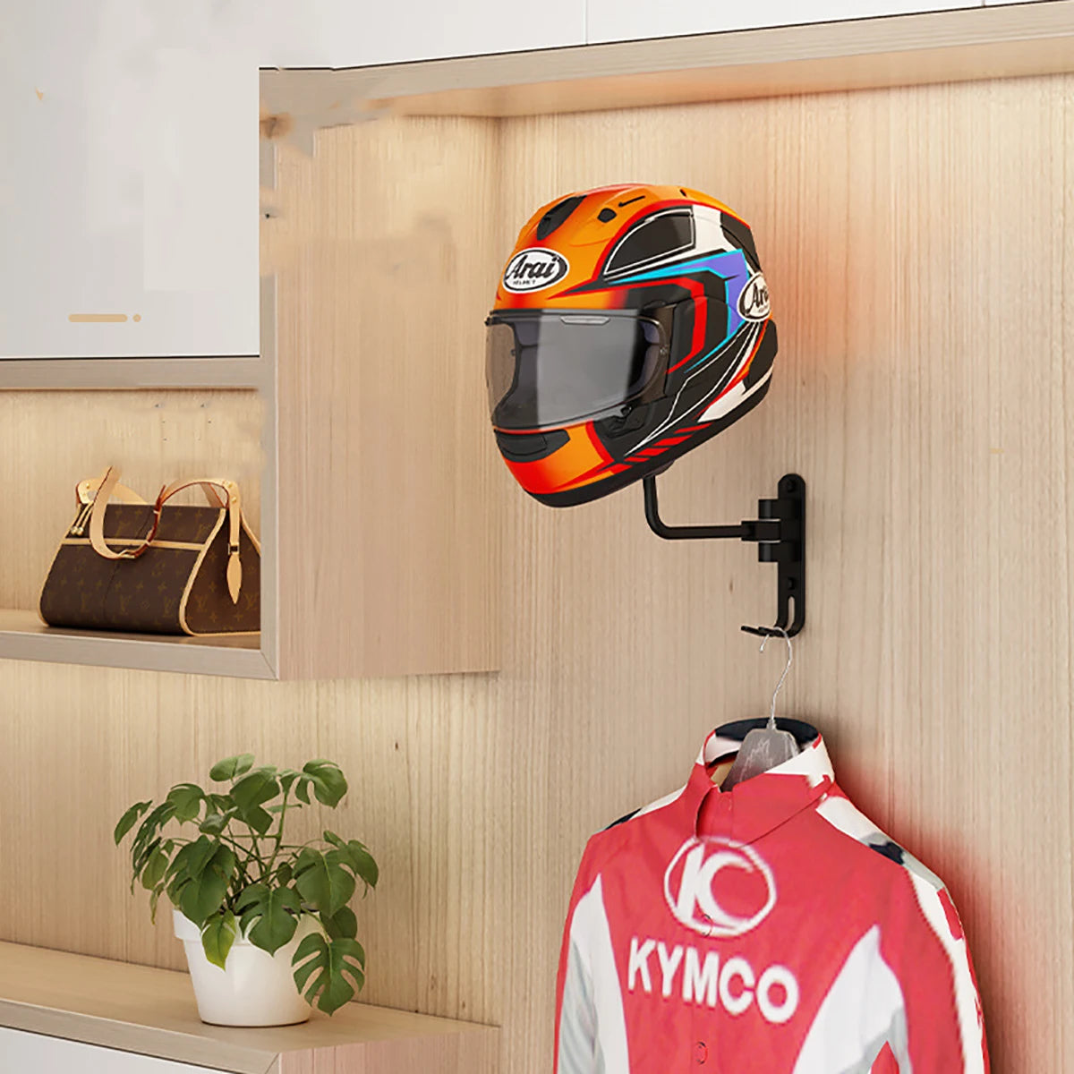 Supporto Staffa Porta Casco Moto Tondo Gancio Da Parete Appendiabiti Guardaroba