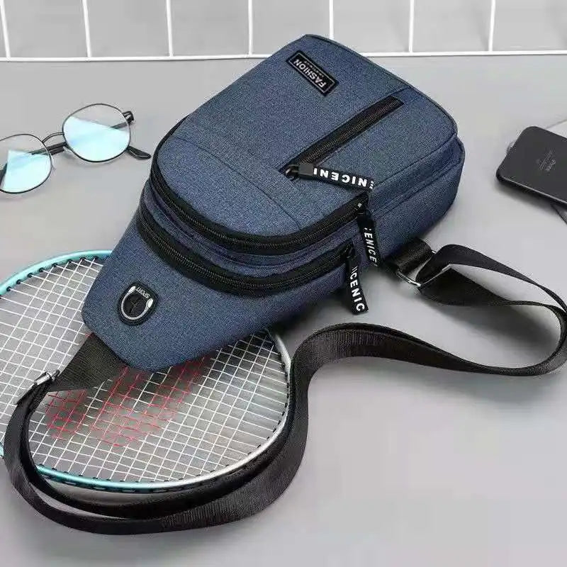 Zaino Monospalla Borsa Da Petto Marsupio Per Uomo Borsello Moto con Porta USB