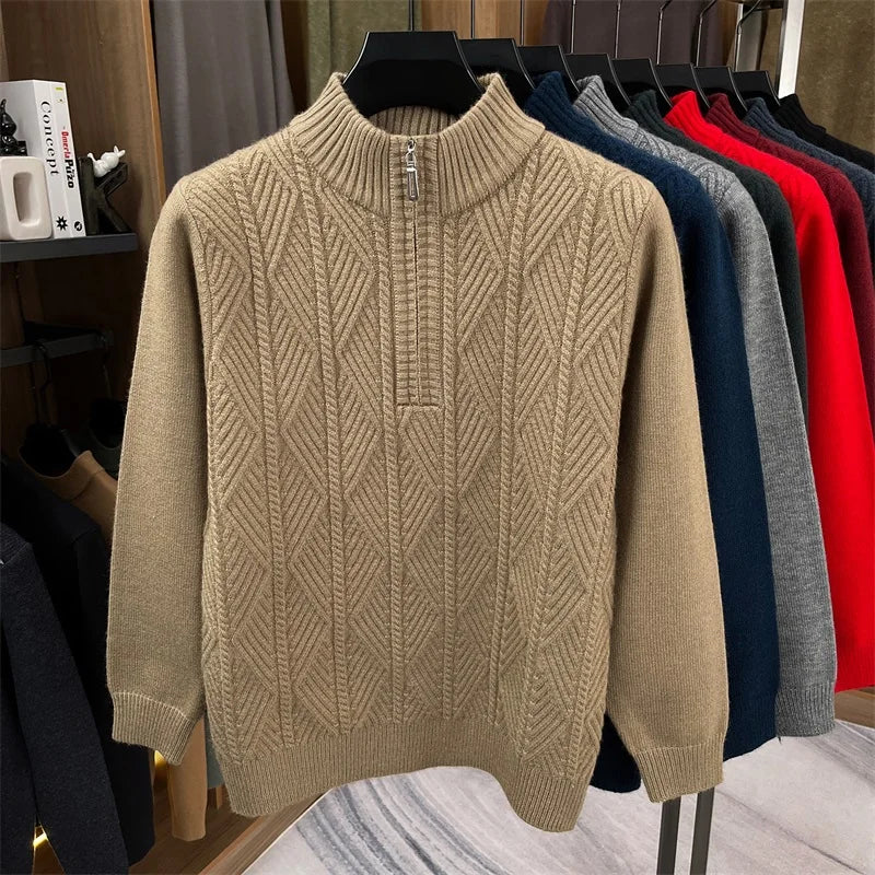 Herren Pullover Sweatshirt Troyer Pulli Sweater Stehkragen Zipper Langarmpulli