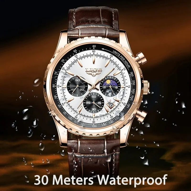 Herren Armbanduhr Silber Gold Edelstahl Fashion Quarz Uhr Chronograph Business