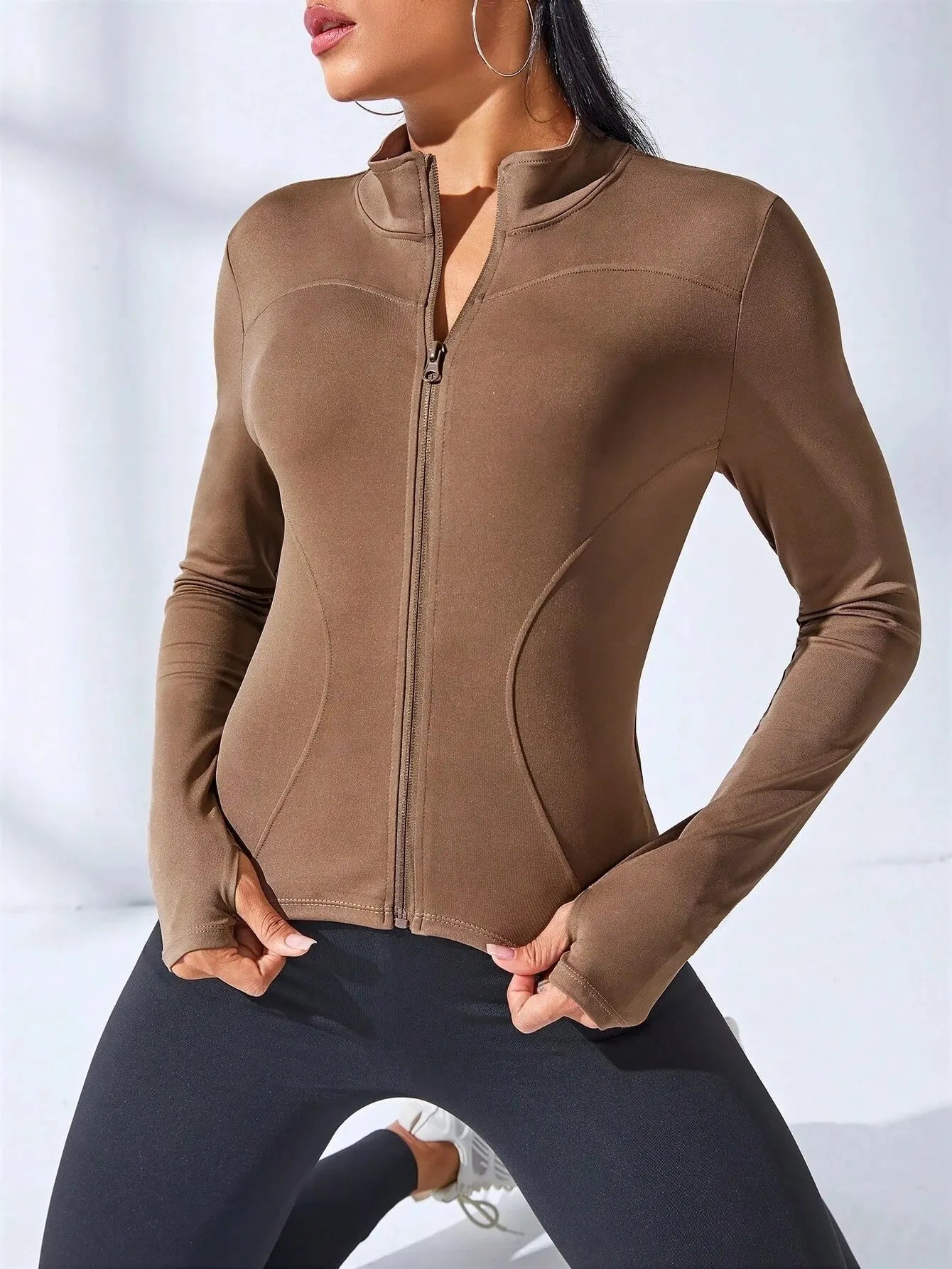 Felpa Donna Giacca Sportiva Con Zip Tuta Maniche Lunghe Cappuccio Maglia Shirt
