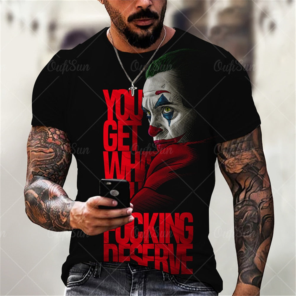 Herren Fashion Vintage  Joker 3D T-Shirt Rundhals Unisex Sommer Streetwear