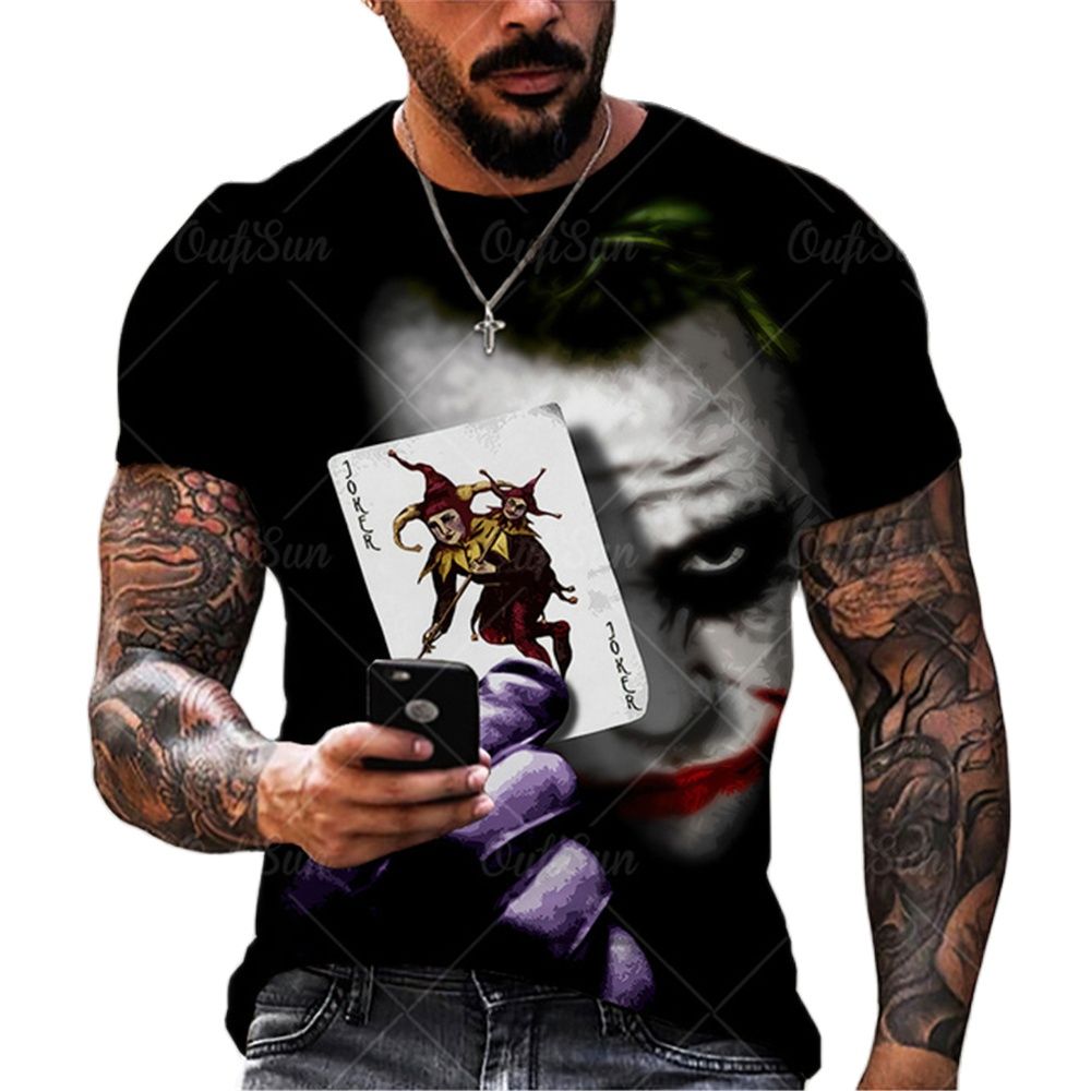 Herren Fashion Vintage  Joker 3D T-Shirt Rundhals Unisex Sommer Streetwear