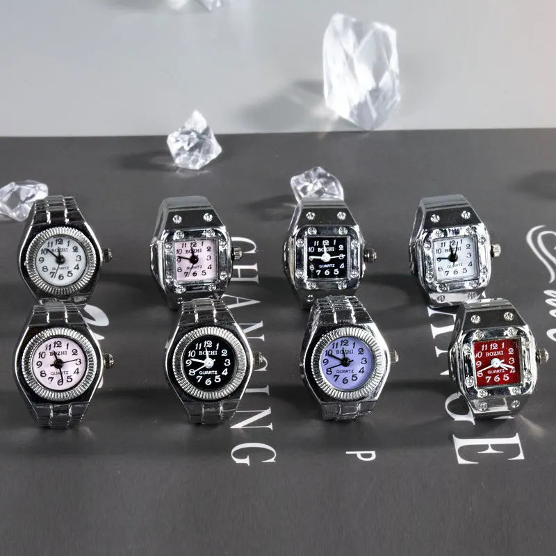 Fashion Fingeruhr Ringuhr Punk Finger Mini Uhr Quarzuhr Ring Herren Damen