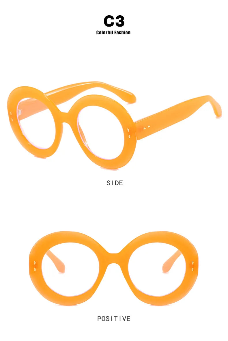 Damen Sonnenbrille Designer Luxus Brille Runde Übergröße Gläser Vintage UV400
