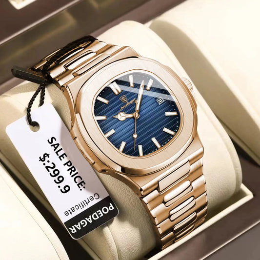 Herren Armbanduhr Silber Schwarz Edelstahl Quarzuhr Luxus Chronograph Business