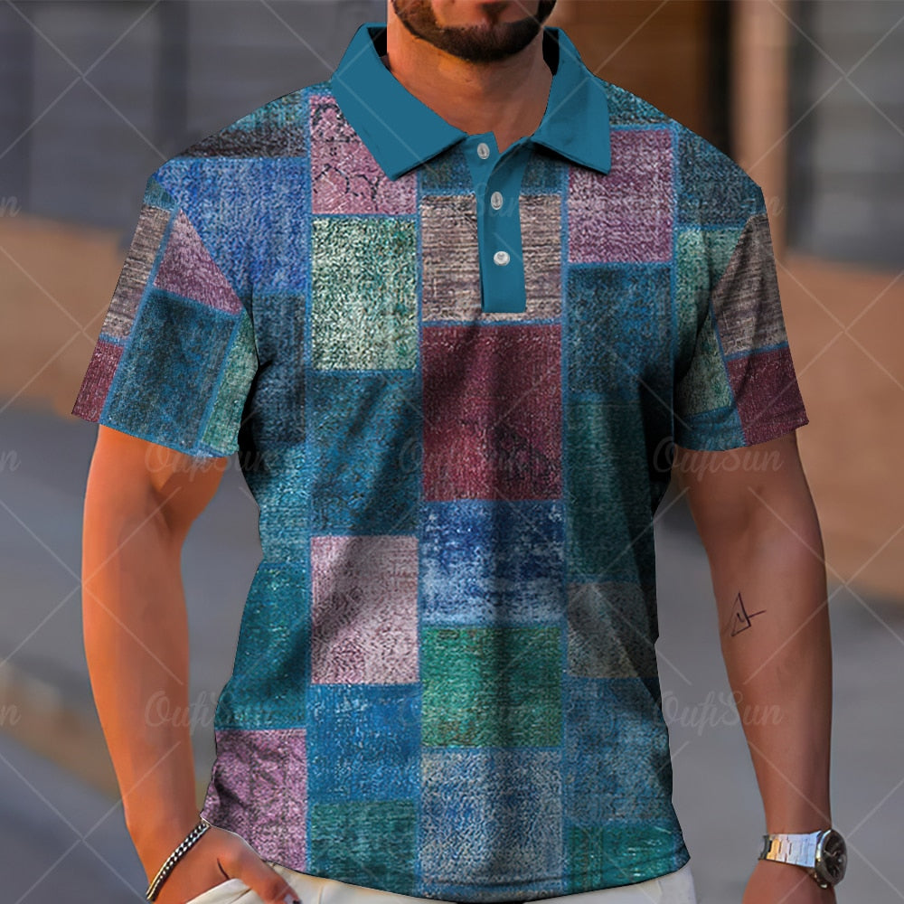 Herren Poloshirt POLO Shirt Zip Kontrast Kragen Kurzarm Slim Fit Hemd Polohemd