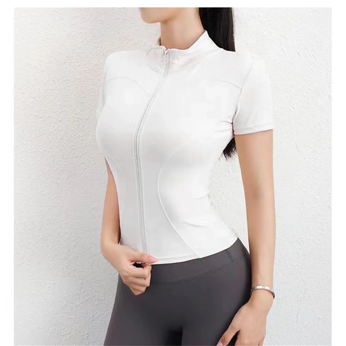 Damen kurze Sportjacke Sweatshirt Fitness Gym Jacke Yogajacke Yoga Sportswear