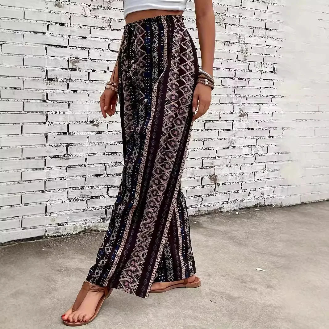 Damen Yoga Hose Bootcut Hüftjeans Hippie Retro Flared Leggins Bohemian Style