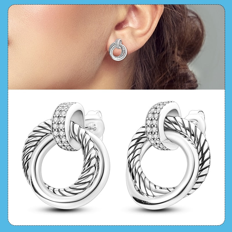 1 Paar Creolen aus 925 sterling Silber Ohrringe Ohrschmuck Zirkonia Ohrstecker