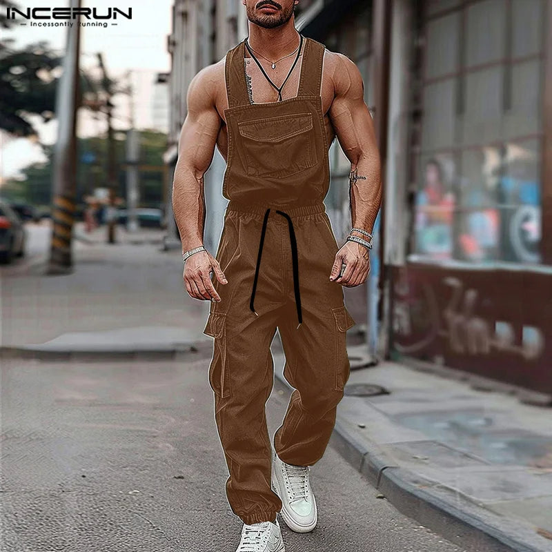 Männer Latzhose Hose Harems Pumphosen Pluderhosen Jogger Overalls Streetwear