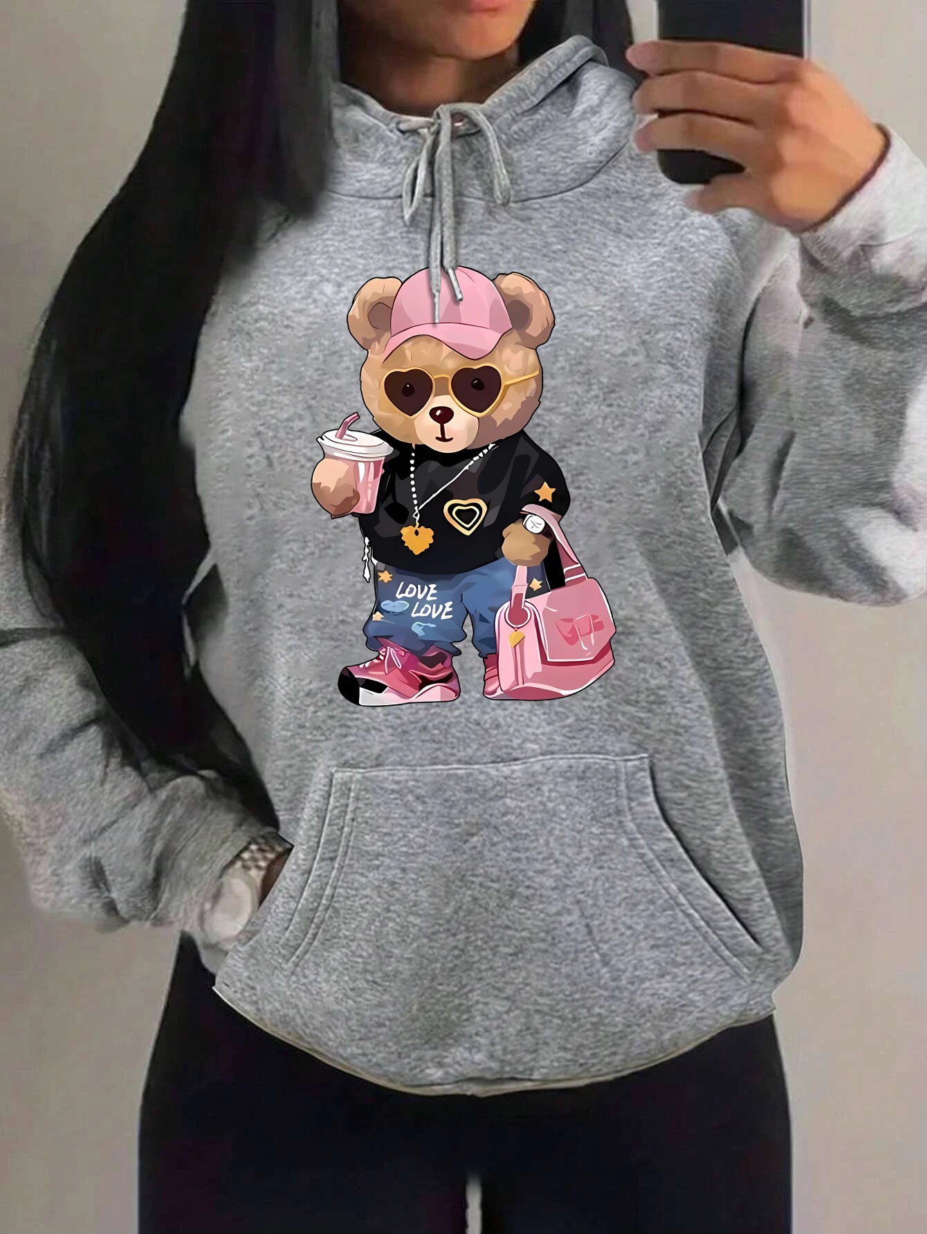 Teddybär Kapuzenpullover Sweatshirt Fleece Hoodie Pulli Damen Kapuzenpulli Shirt
