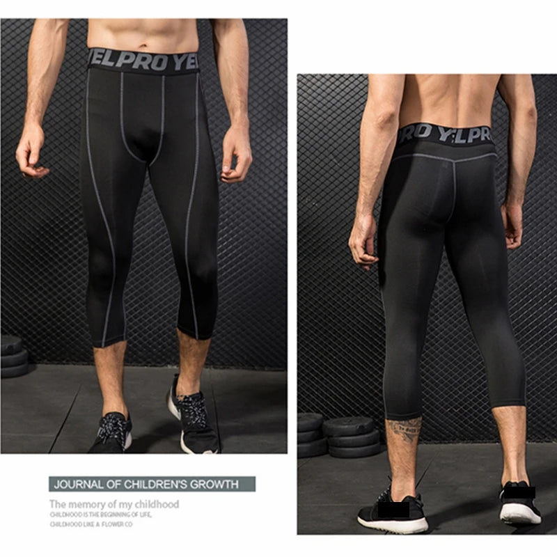 Pantaloni a Compressione da Uomo Leggings Calcio Corsa Palestra Leggins Calza