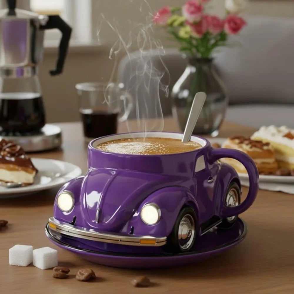 Edelstahl Kaffeebecher Mug VW Beetle-Motiv Kaffeetasse Becher Tasse Geschenk