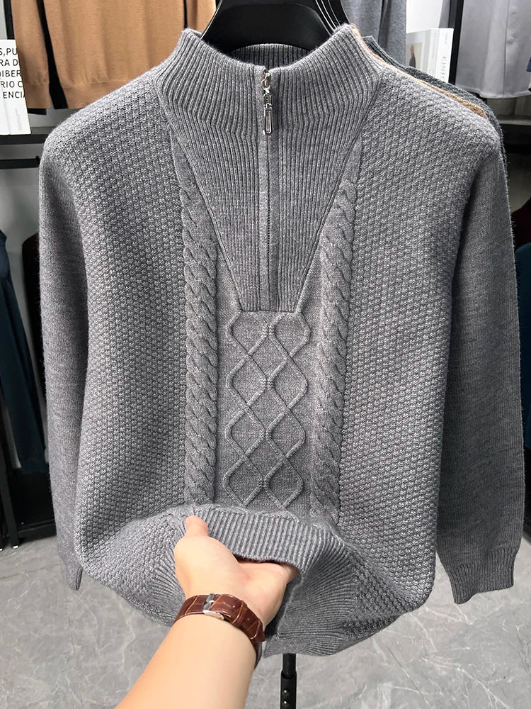 Herren Pullover Sweatshirt Troyer Pulli Sweater Stehkragen Zipper Langarmpulli