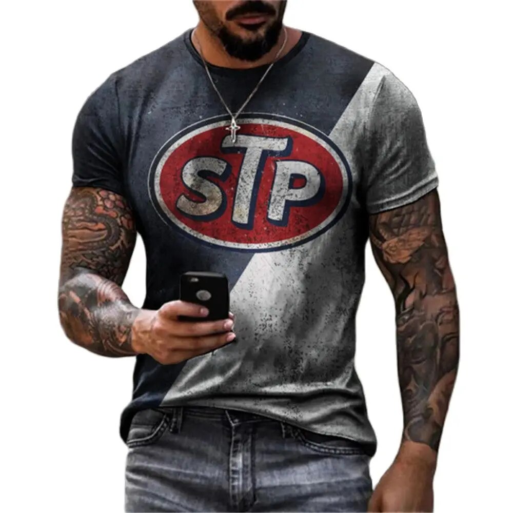 Herren Fashion Vintage 3D T-Shirt Rundhals Unisex Sommer Streetwear