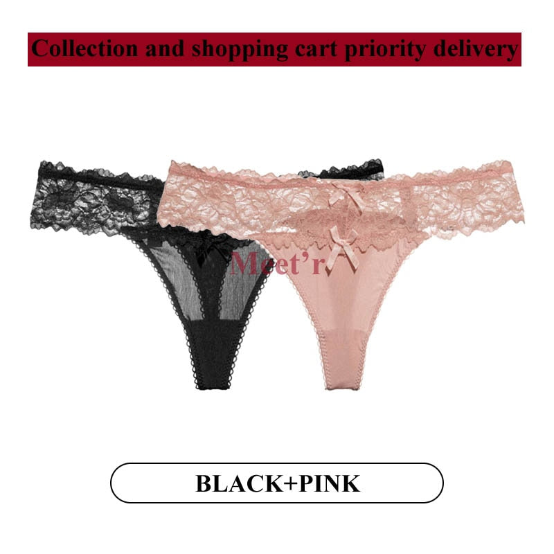 2Stk Frauen Spitze Tanga String Höschen Sexy Schlüpfer Slip Dessous Unterwäsche