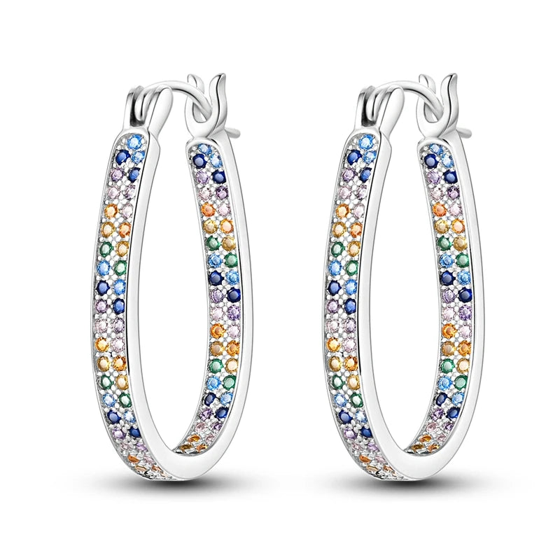 Orecchini a Cerchio in Argento 925 Sterling con Zirconi | Creole Brillanti