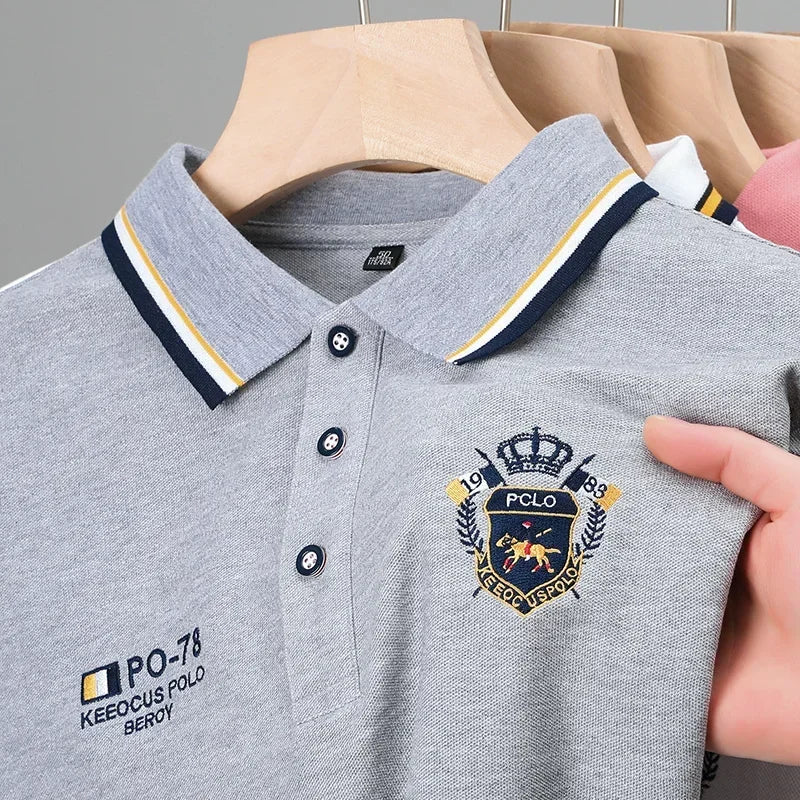 Sommer männer Casual Stickerei Kurzarm Polo-Shirt Neue Mode Einfarbig Top