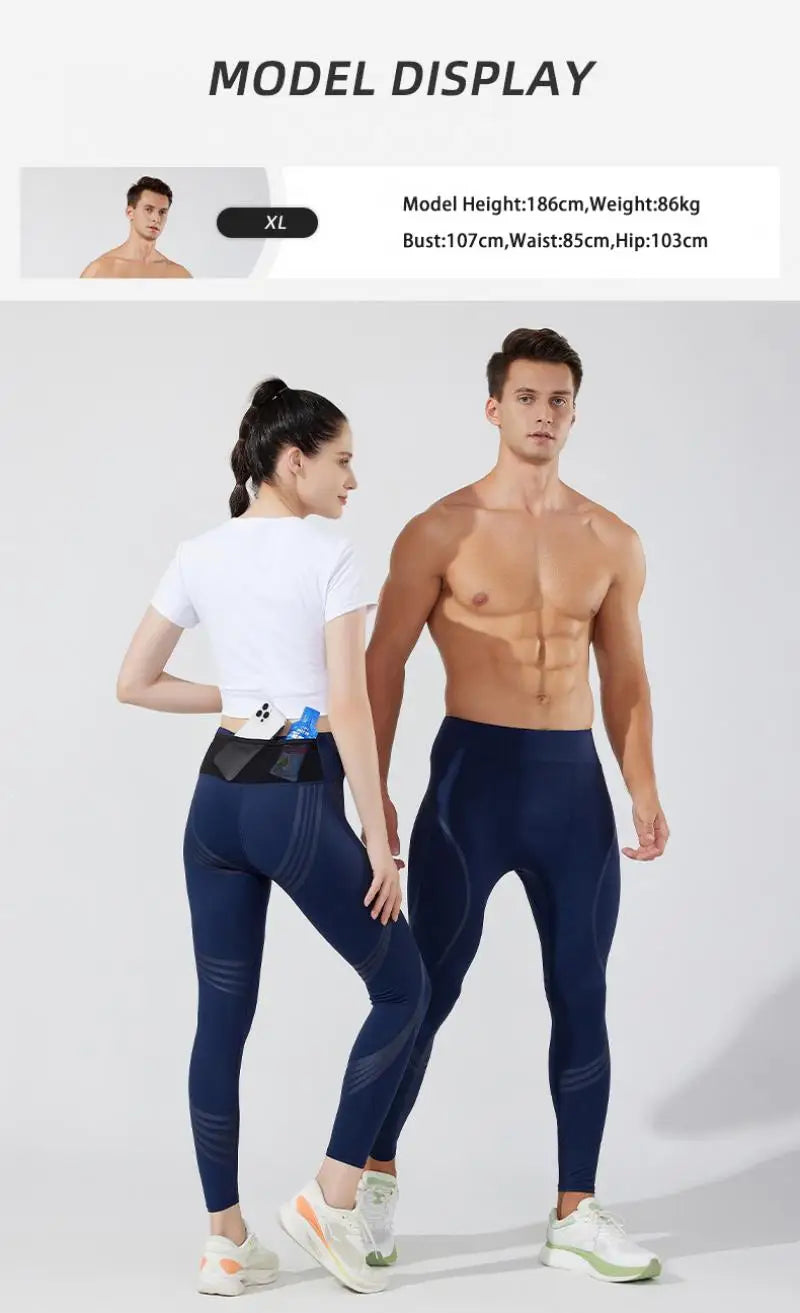 (S-2XL) Herren-Lauf-Kompressionsstrumpfhose, hochelastisch, schnell trocknend, Trainingshose mit Netztasche auf der Rückseite, Fitnessstudio, Training, enge Sporthose