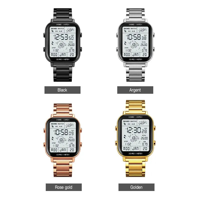 Herren Armbanduhr Digital Uhr Silber Edelstahl Quarzuhr Luxus Chronograph