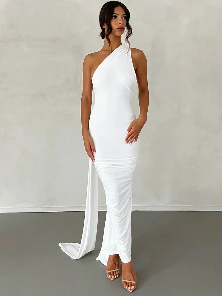 Frauen Kleid rückenfreies Partykleid Langeskleid Maxikleid Träger Abendkleid