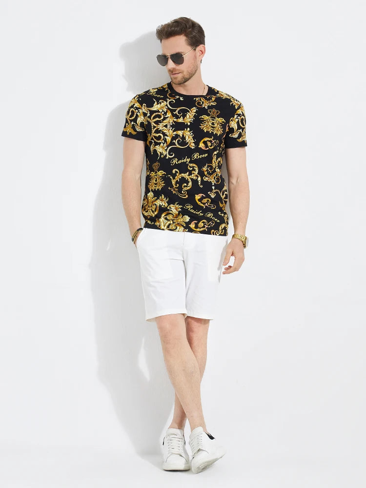 Herren Fashion Barock Stil 3D T-Shirt Rundhals Unisex Sommer Streetwear Hemd