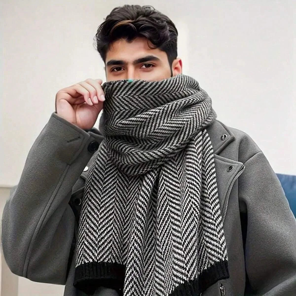Herren Schal Winterschal Stola Schlauchschal Halstuch Wollschal Strickschal Loop