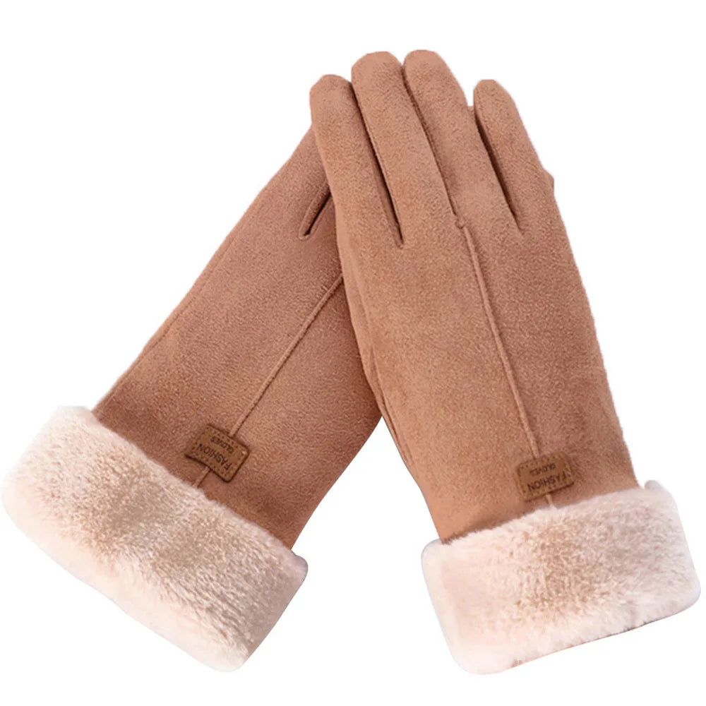 Kuschelige Damen Handschuhe Herbst Winter Damenhandschuhe Fäustlinge Touchscreen